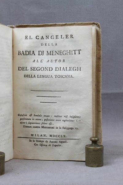 La Badia dj Meneghitt a consulta sora el dialegh della …