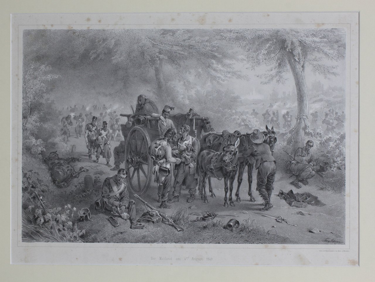 ADAM EUGEN E FRANZ. Vor Mailand am 4 August 1848. … | Immagine principale