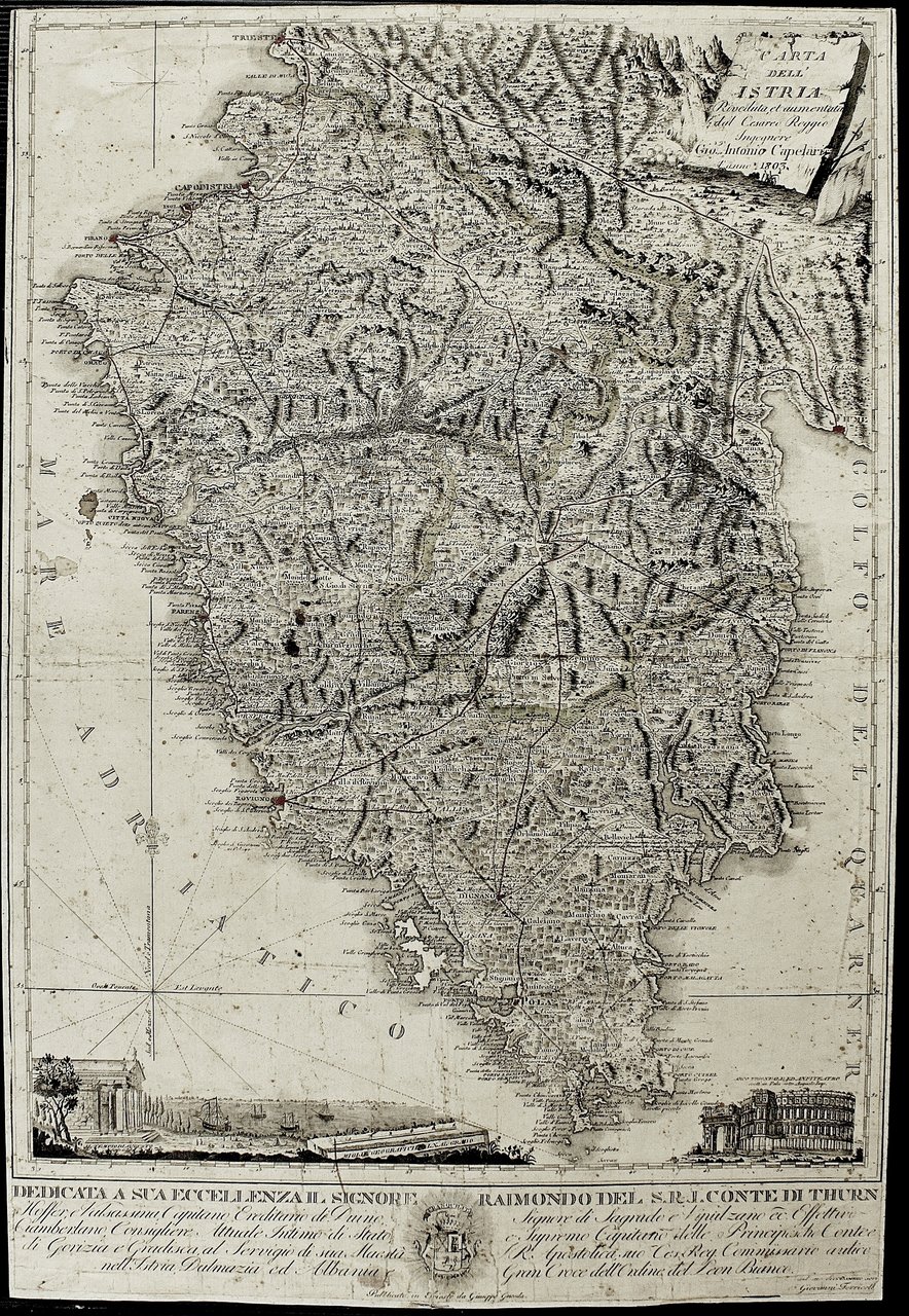 CAPELLARIS GIOVANNI ANTONIO. Carta dell'Istria riveduta et aumentata dal Cesareo …