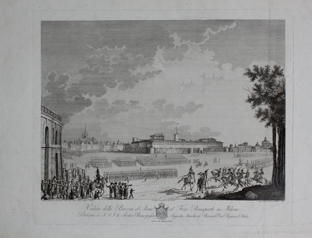 GALLIARI GASPARO. Veduta della Piazza d'Armi al Foro Bonaparte in … | Immagine principale
