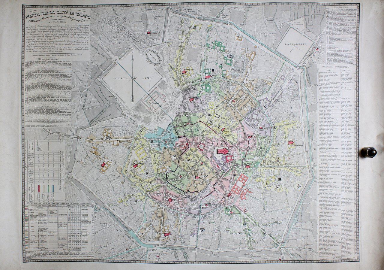 PEZZE GIUSEPPE. Pianta della città di Milano. Milano, 1827. Si … | Immagine principale