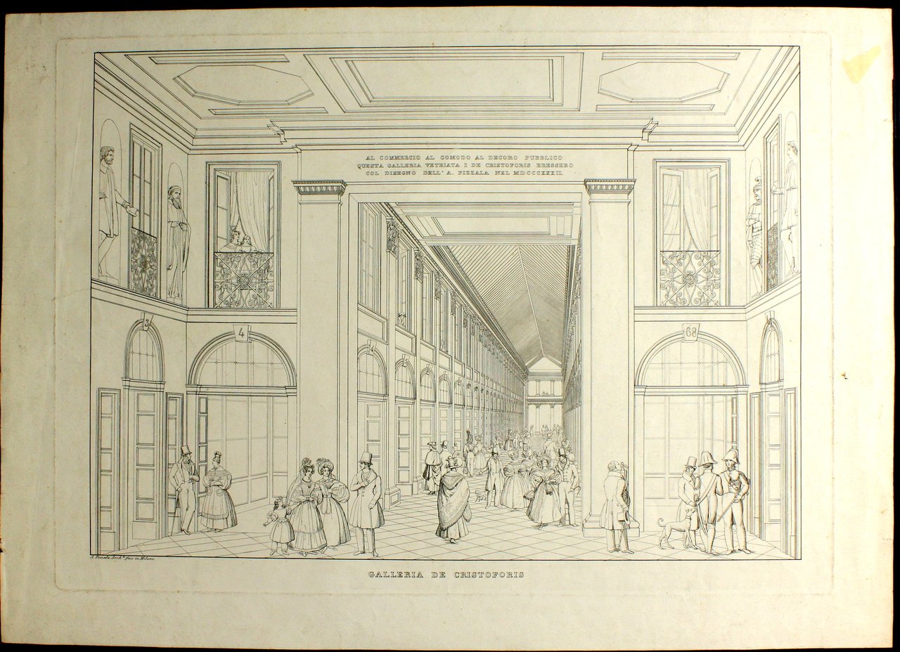PIZZALA ANDREA. Facciata della Galleria. Milano, Litografia Vassalli, 1832. | Immagine principale