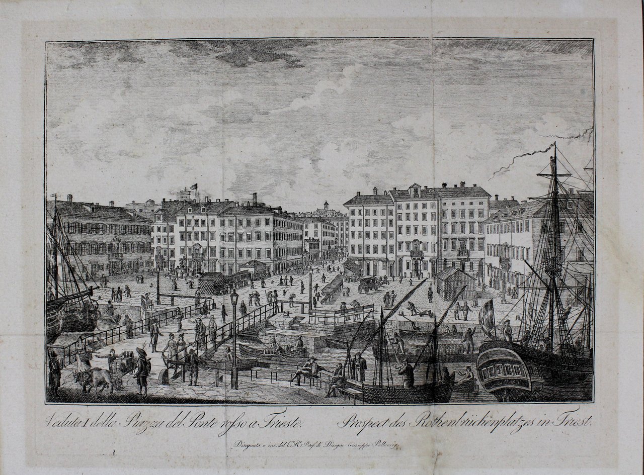 POLLENCIG GIUSEPPE TOMMASO. Veduta della Piazza del Ponte rosso a …