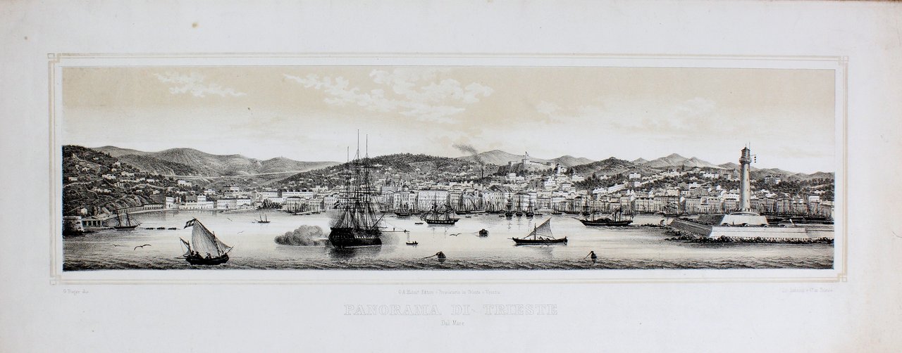 RIEGER GIUSEPPE. Panorama di Trieste dal mare. - Trieste, Giuseppe …