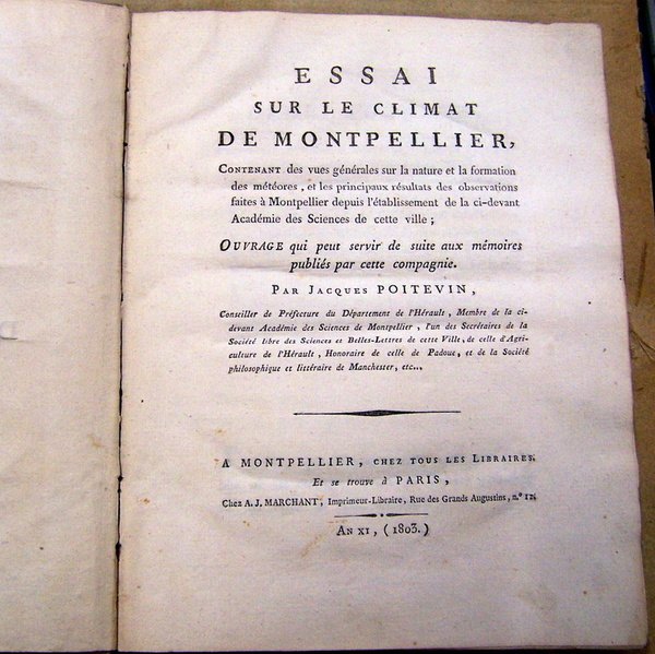 Essai sur le climat de Montpellier, contenant des vues générales …