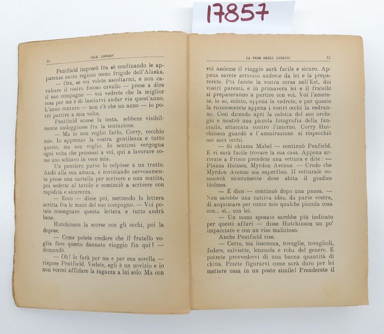 J. London La fede degli uomini Bietti 1931