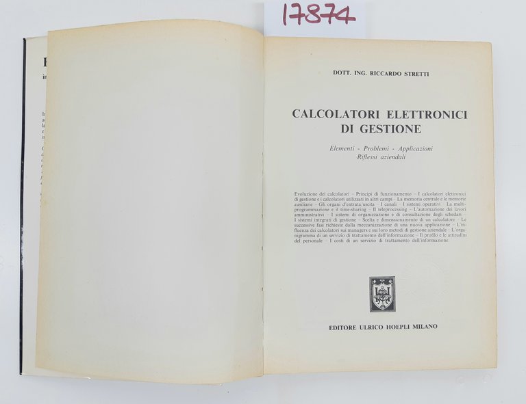 Riccardo Stretti Calcolatori elettronici di gestione Hoepli 1970