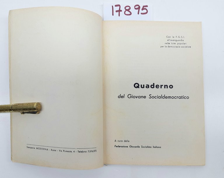 Quaderno del giovane socialdemocratico Federazione Giovanile Socialista Italiana 1963