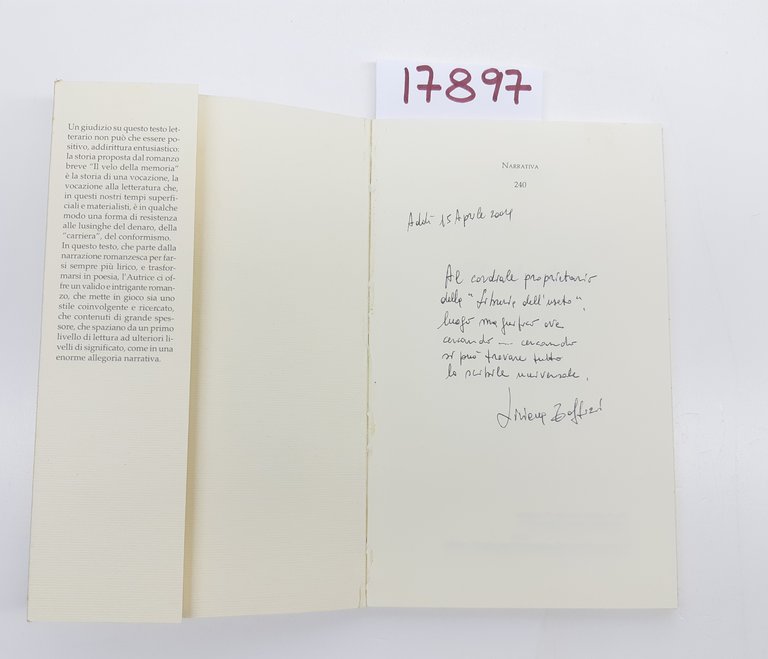 Liliana Zaffiri Il velo della memoria Edizioni Tracce autografato 2002