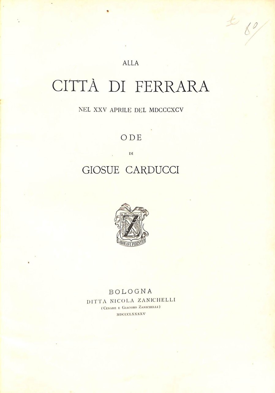 Alla città di Ferrara nel 25 aprile del 1895