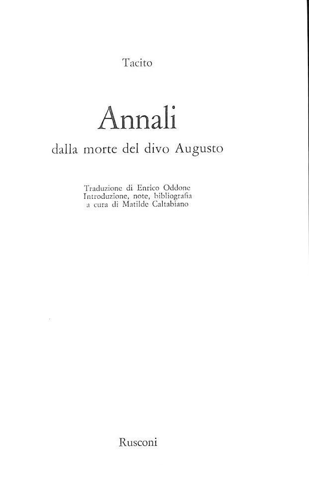 Annali : dalla morte del divo Augusto