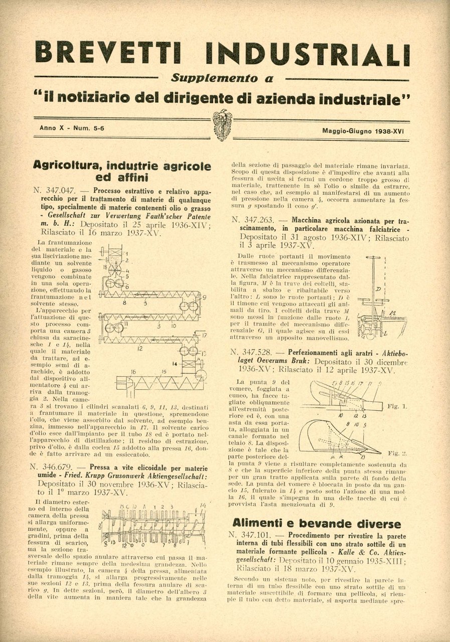 Brevetti Industriali 1938. Supplemento a Il Notiziario del dirigente di …