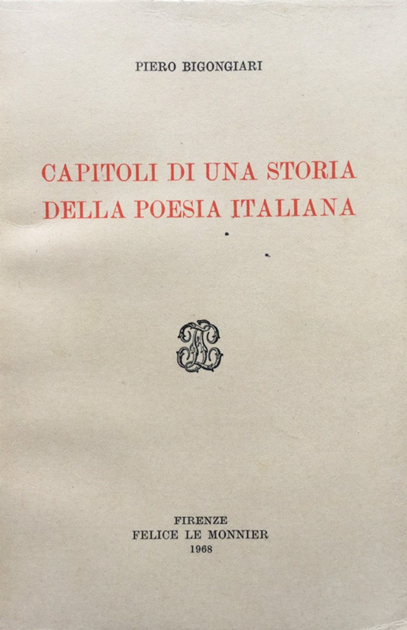 Capitoli di una storia della poesia italiana