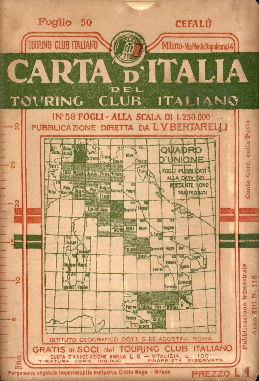 Cefalù Carta d'Italia del Touring Club Italiano con indice dei …
