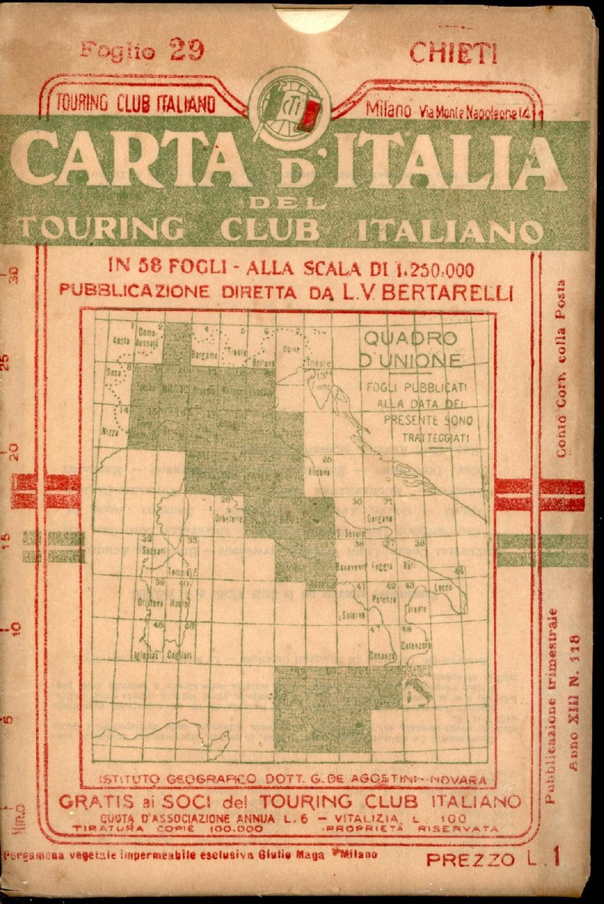 Chieti Carta d'Italia del Touring Club Italiano con indice delle …