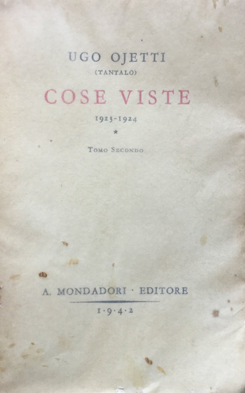 Cose viste, 1923-1924. Tomo 2o.