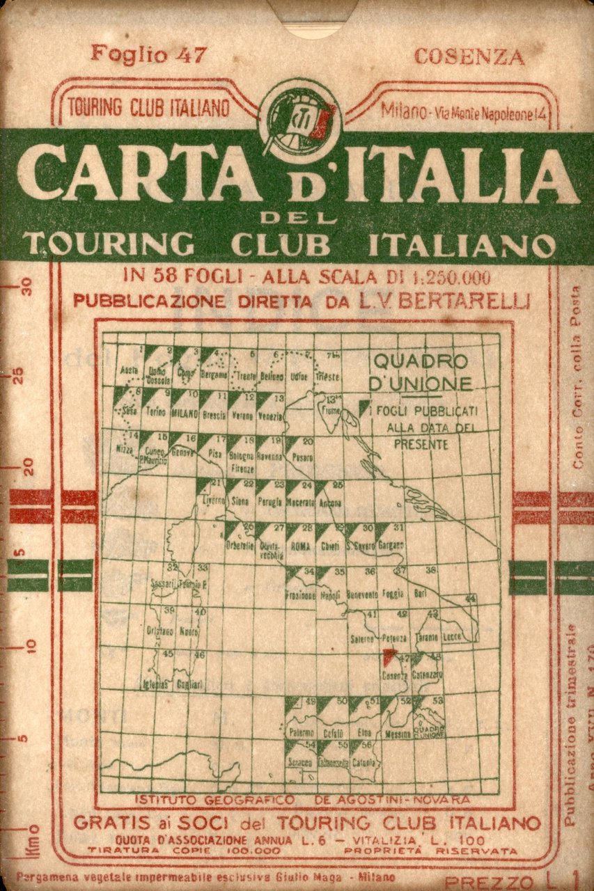 Cosenza Carta d'Italia del Touring Club Italiano con indice dei …