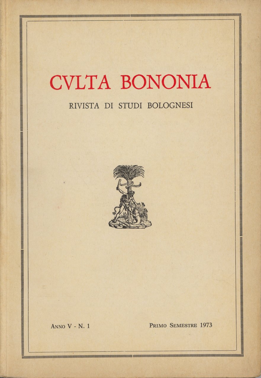 Culta Bononia: rivista di studi bolognesi. Anno V, n. 1 … | Immagine principale