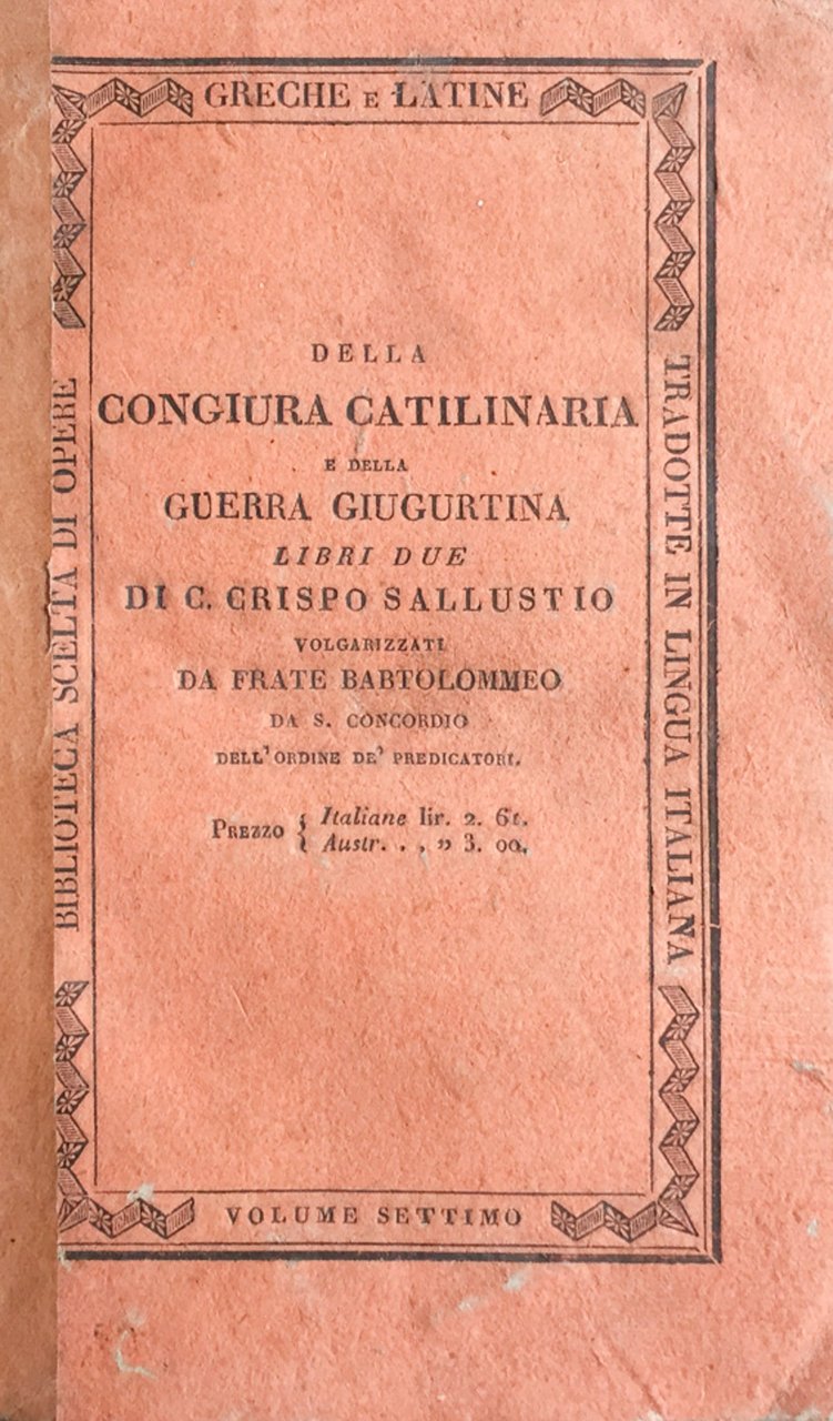 Della congiura catilinaria e della guerra giugurtina