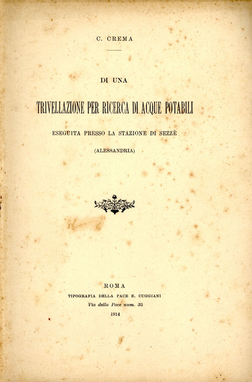 Di una trivellazione per ricerca di acque potabili eseguita presso …