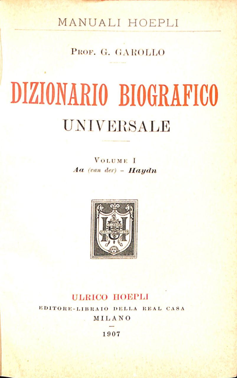 Dizionario biografico universale 2 voll.