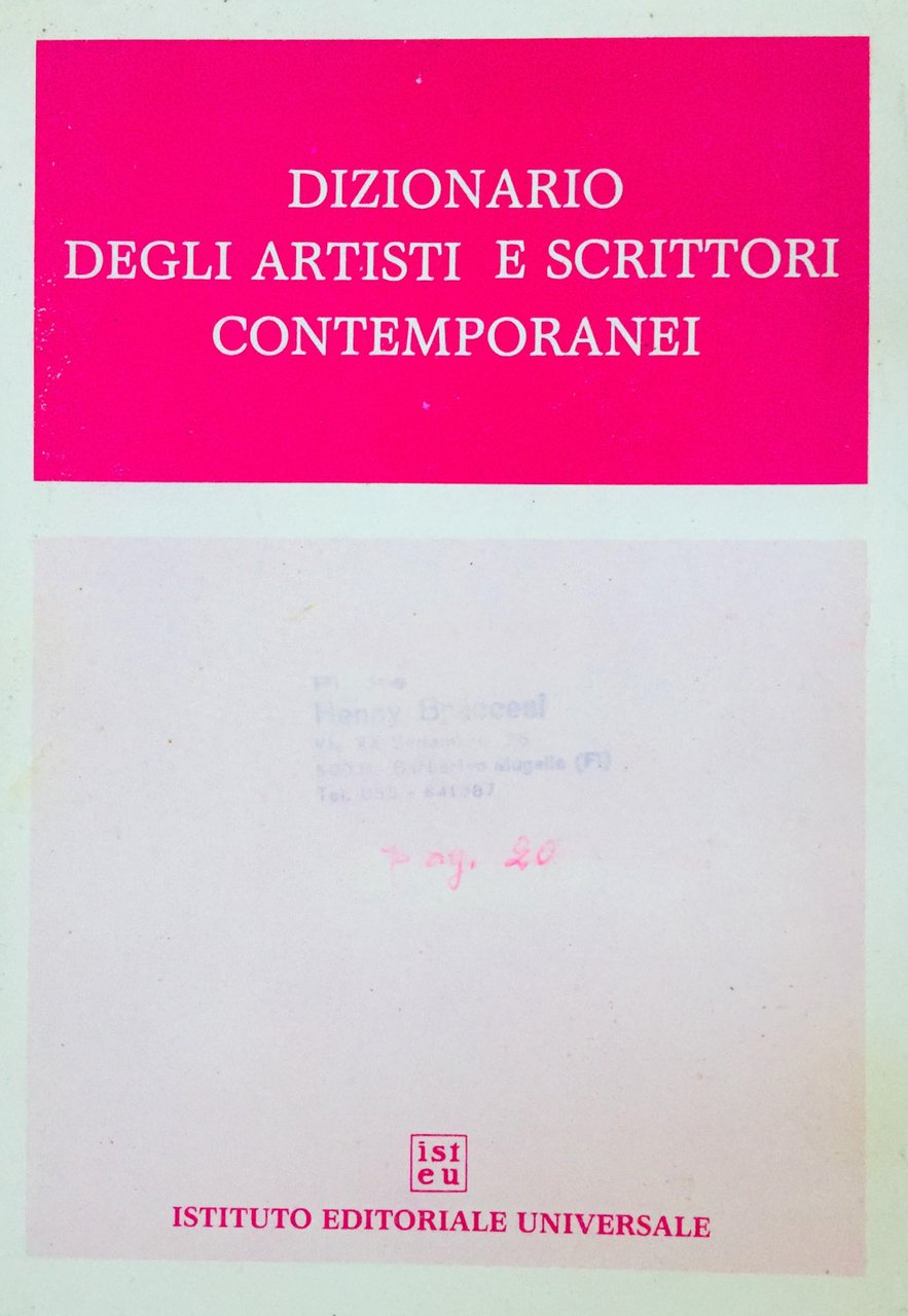 Dizionario degli artisti e scrittori contemporanei