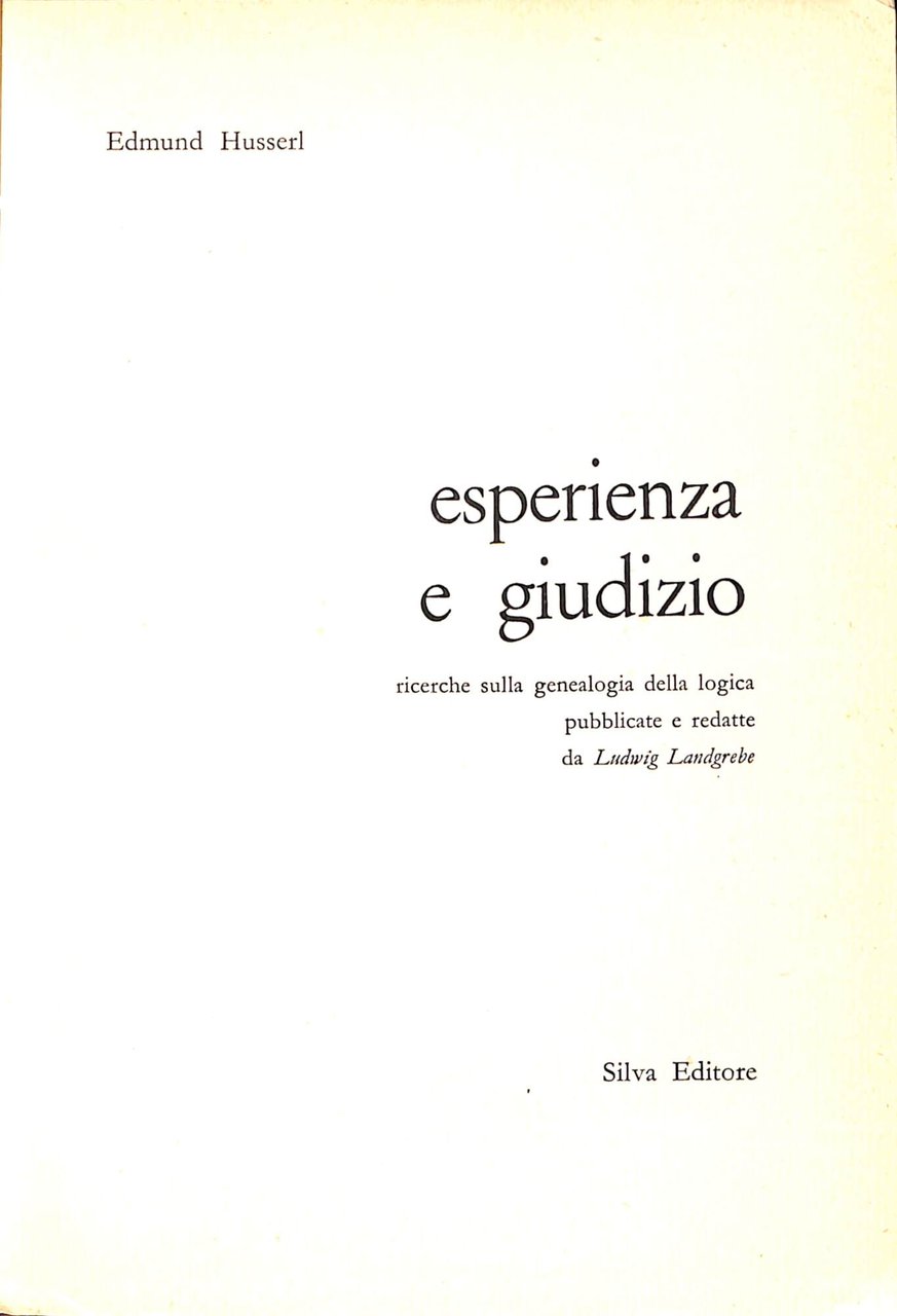 Esperienza e giudizio : ricerche sulla genealogia della logica | Immagine principale