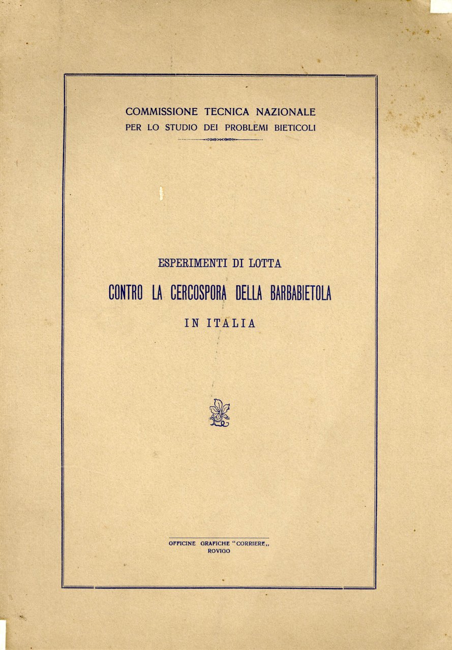 Esperimenti di lotta contro la cercospora della barbabietola in Italia