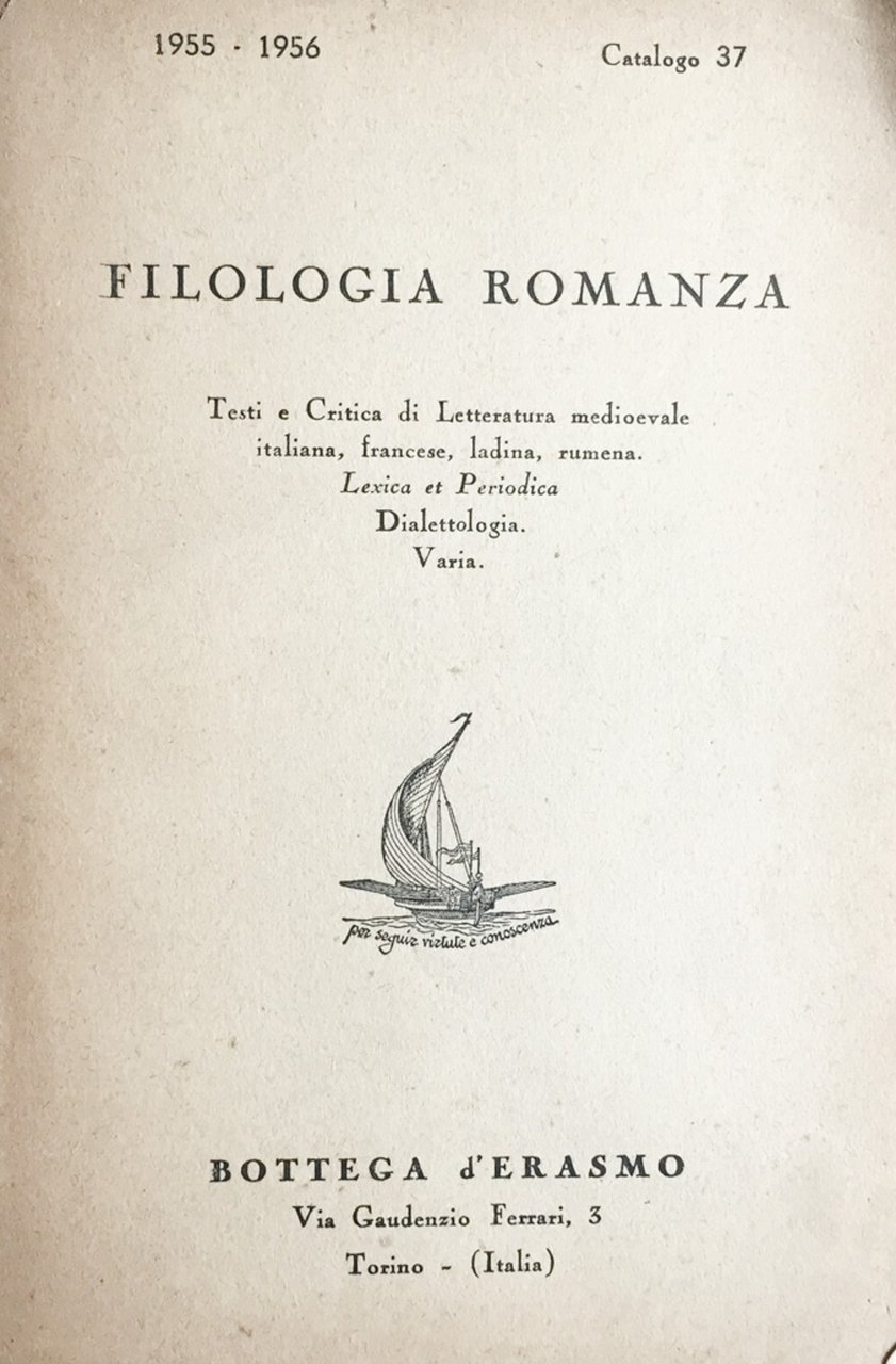 Filologia romanza catalogo 1955-1956 Bottega d'Erasmo