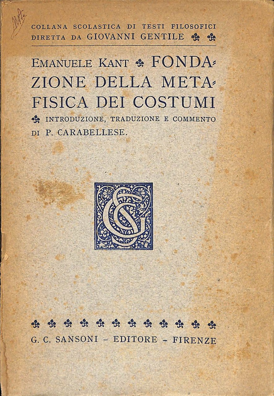 Fondazione della metafisica dei costumi