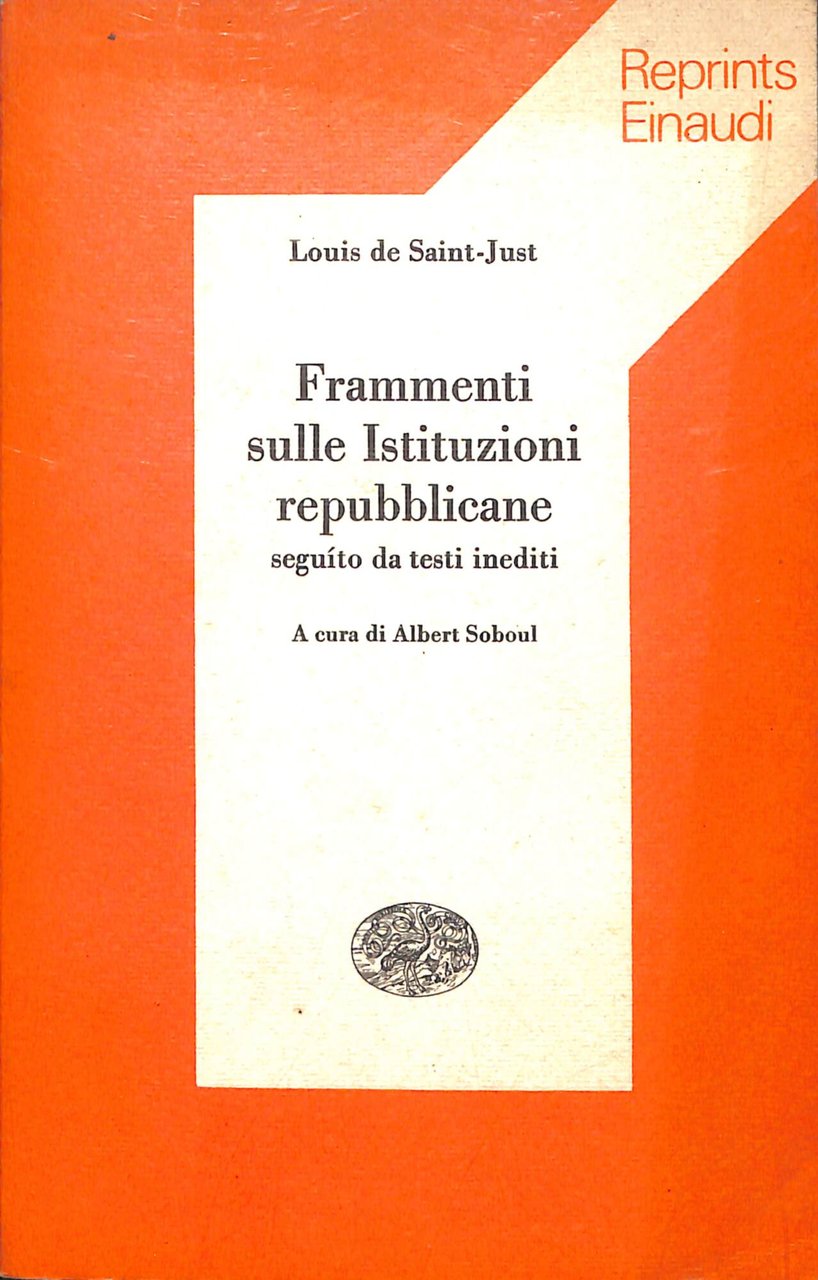 Frammenti sulle Istituzioni repubblicane : seguito da testi inediti | Immagine principale