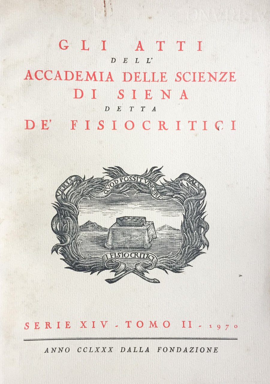 Gli atti dell'Accademia delle scienze di Siena detta de'fisiocritici