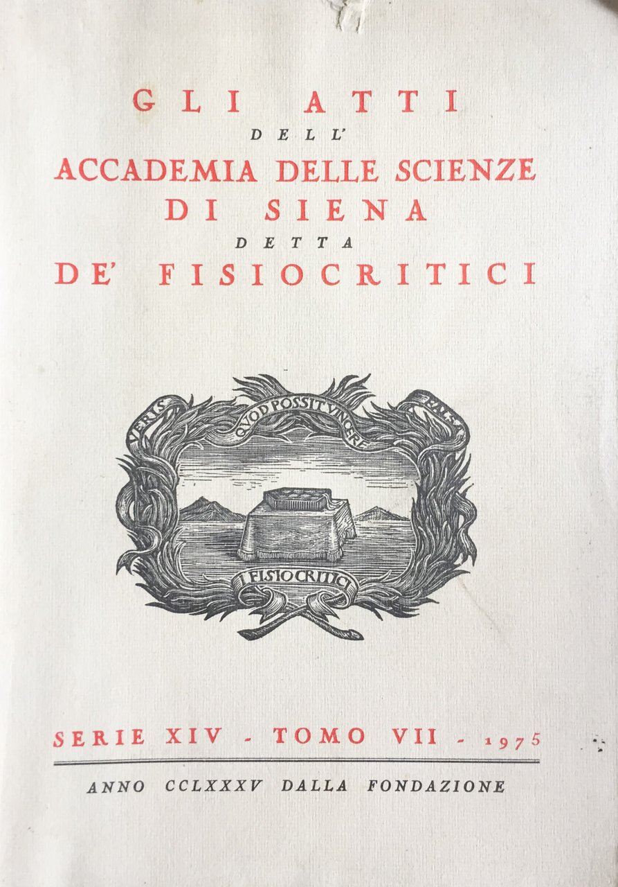 Gli atti dell'Accademia delle scienze di Siena detta de'fisiocritici