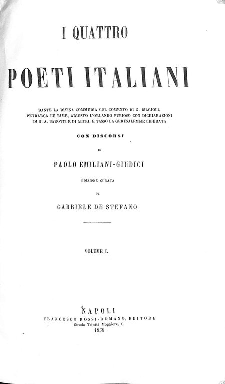 I Quattro poeti italiani. vol. 1 Divina Commedia