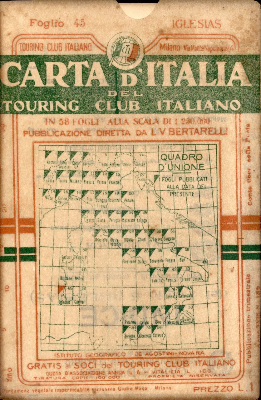 Iglesias Carta d'Italia del Touring Club Italiano con indice dei …