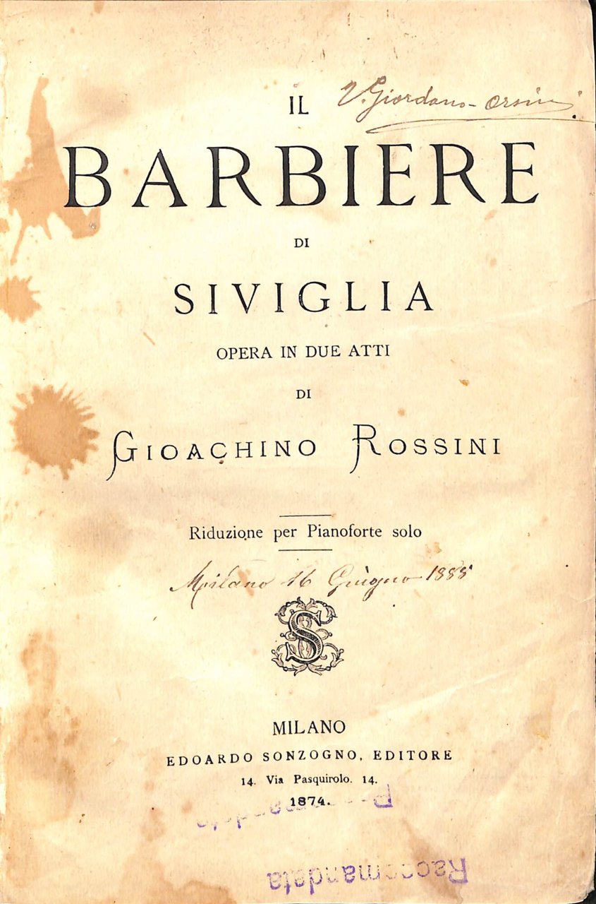 Il barbiere di Siviglia : opera in due atti | Immagine principale