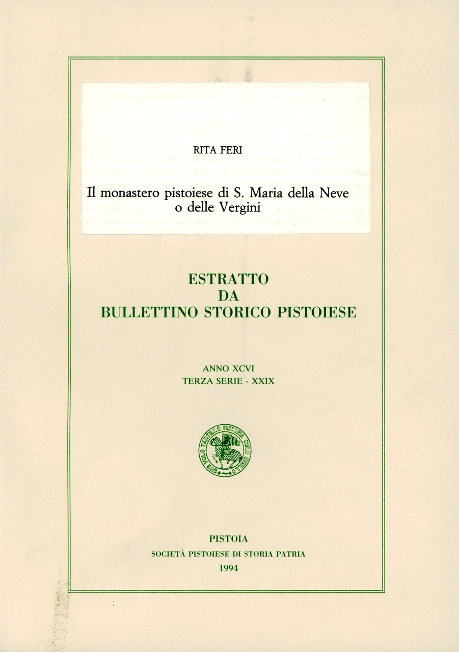 Il monastero poistoiese di S. Maria della Neve o delle …