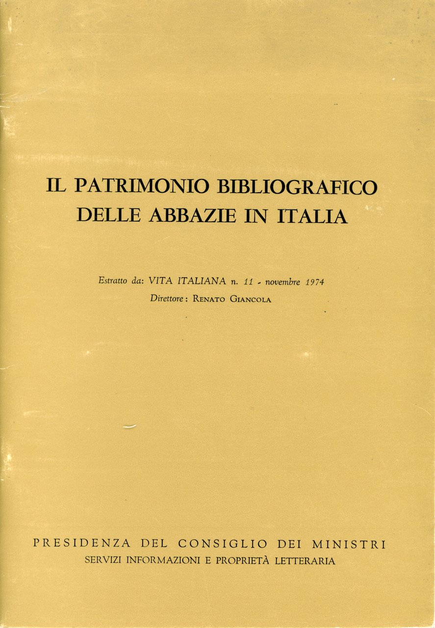 Il patrimonio bibliografico delle abbazie in Italia (estratto)