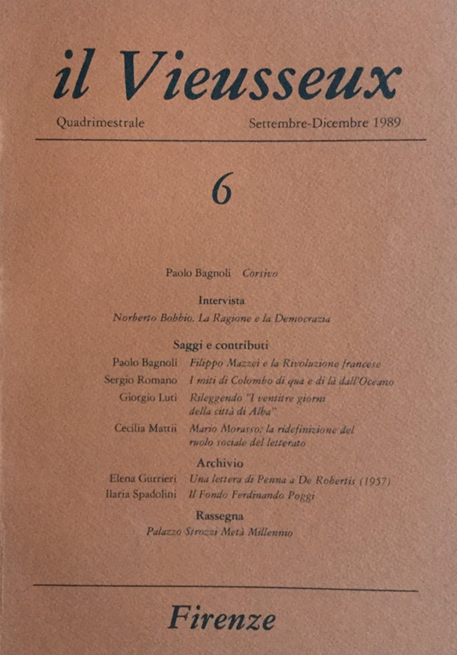 Il Vieusseux n. 6 settembre dicembre 1989