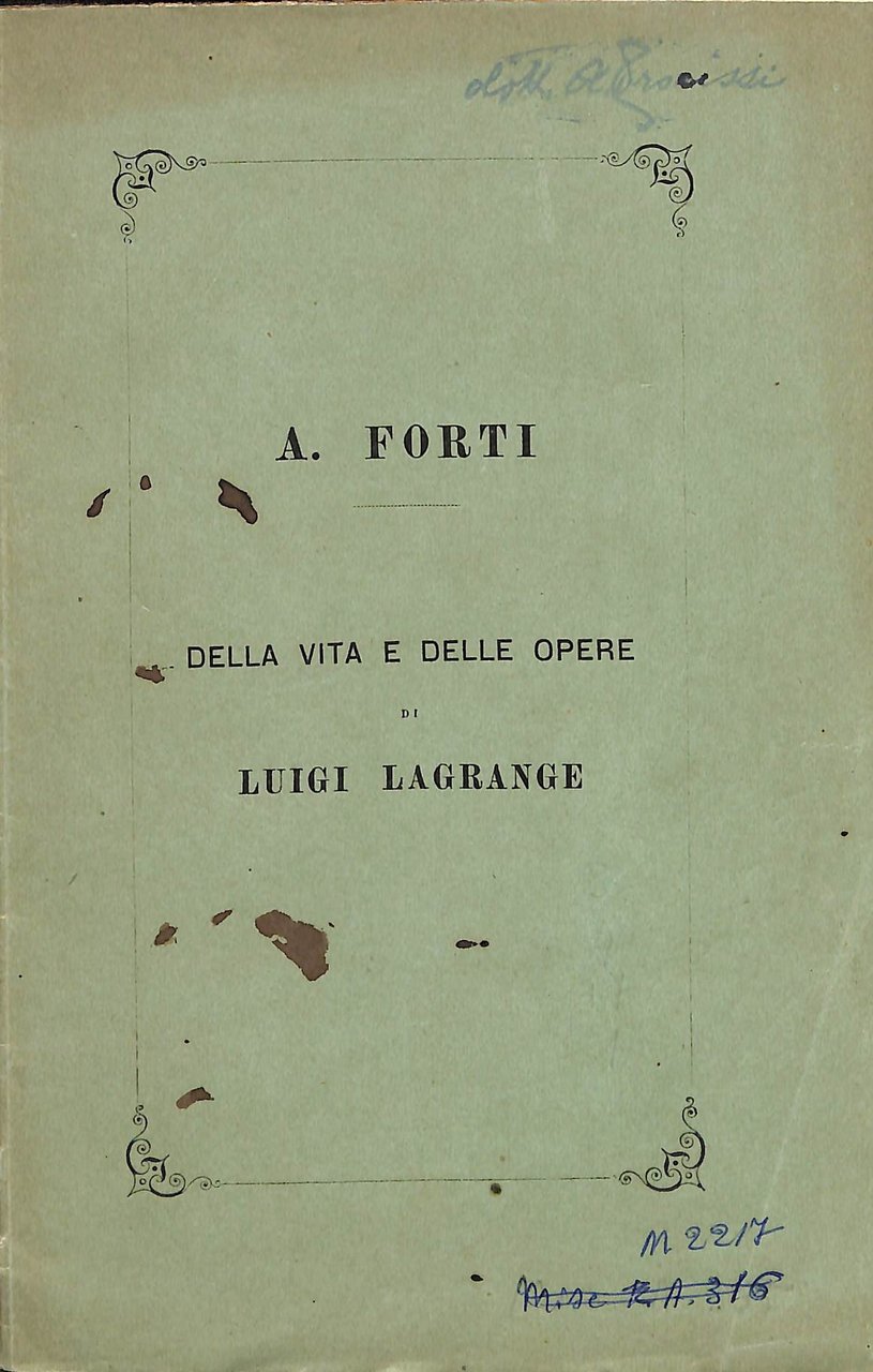 Intorno alla vita e alle opere di Luigi Lagrange