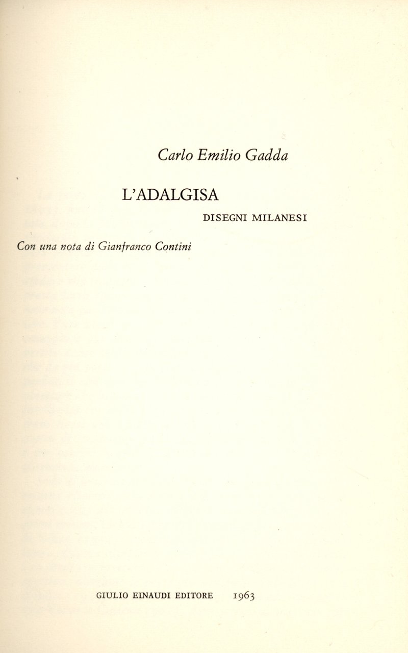 L'Adalgisa. Disegni milanesi