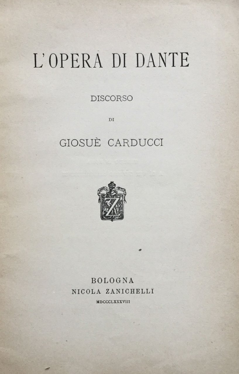 L'opera di Dante. Discorso