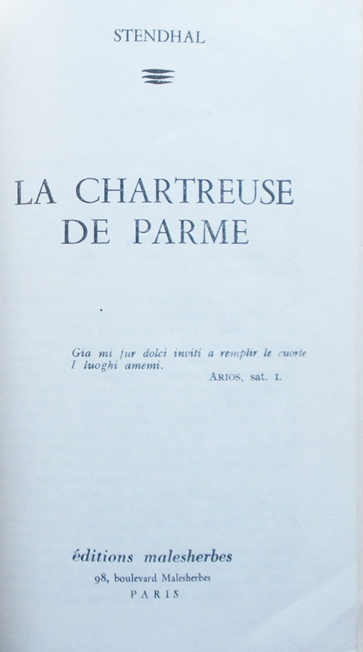 La chartreuse de Parme. 2 voll.