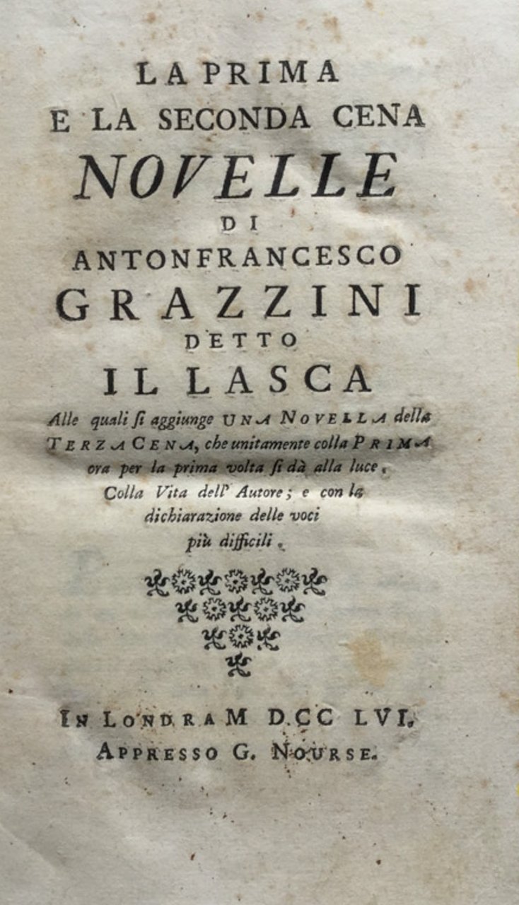 La Prima e la Seconda cena. Novelle di Antonfrancesco Grazzini …