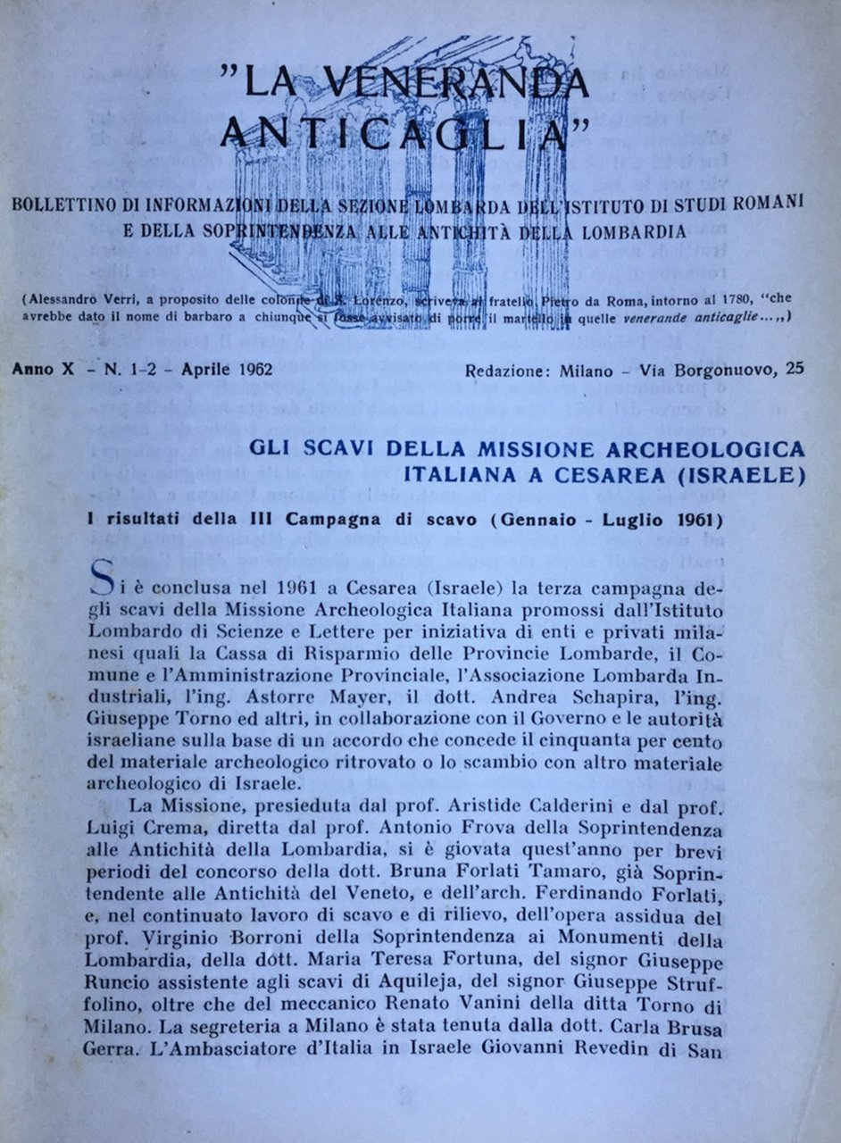 La veneranda anticaglia. 1962 n. 1-2