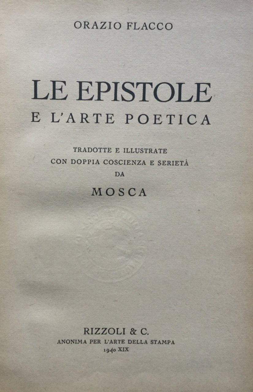 Le Epistole e l'arte poetica