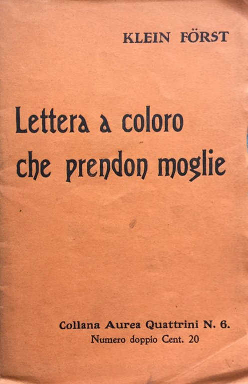 Lettera a coloro che prendon moglie