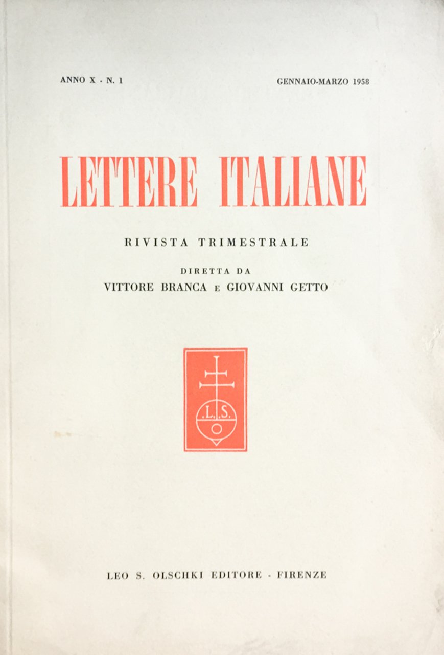 Lettere italiane rivista trimestrale. 1958 n. 1