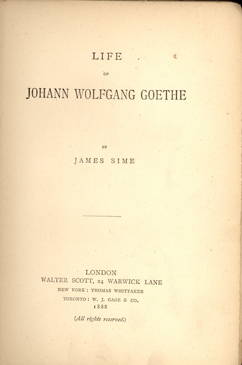 Life of Johann Wolfgang Goethe