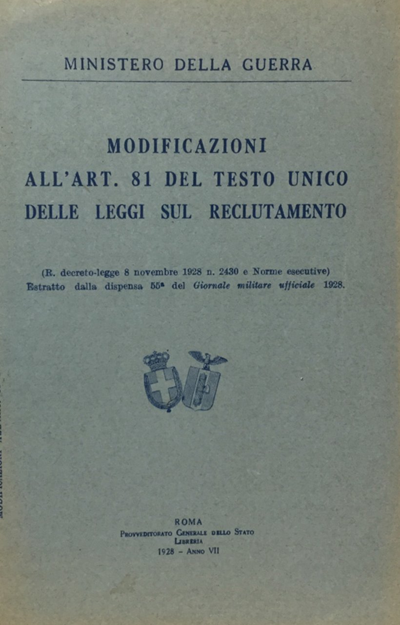 Modificazioni dell'art. 81 del Testo Unico delle leggi sul reclutamento …